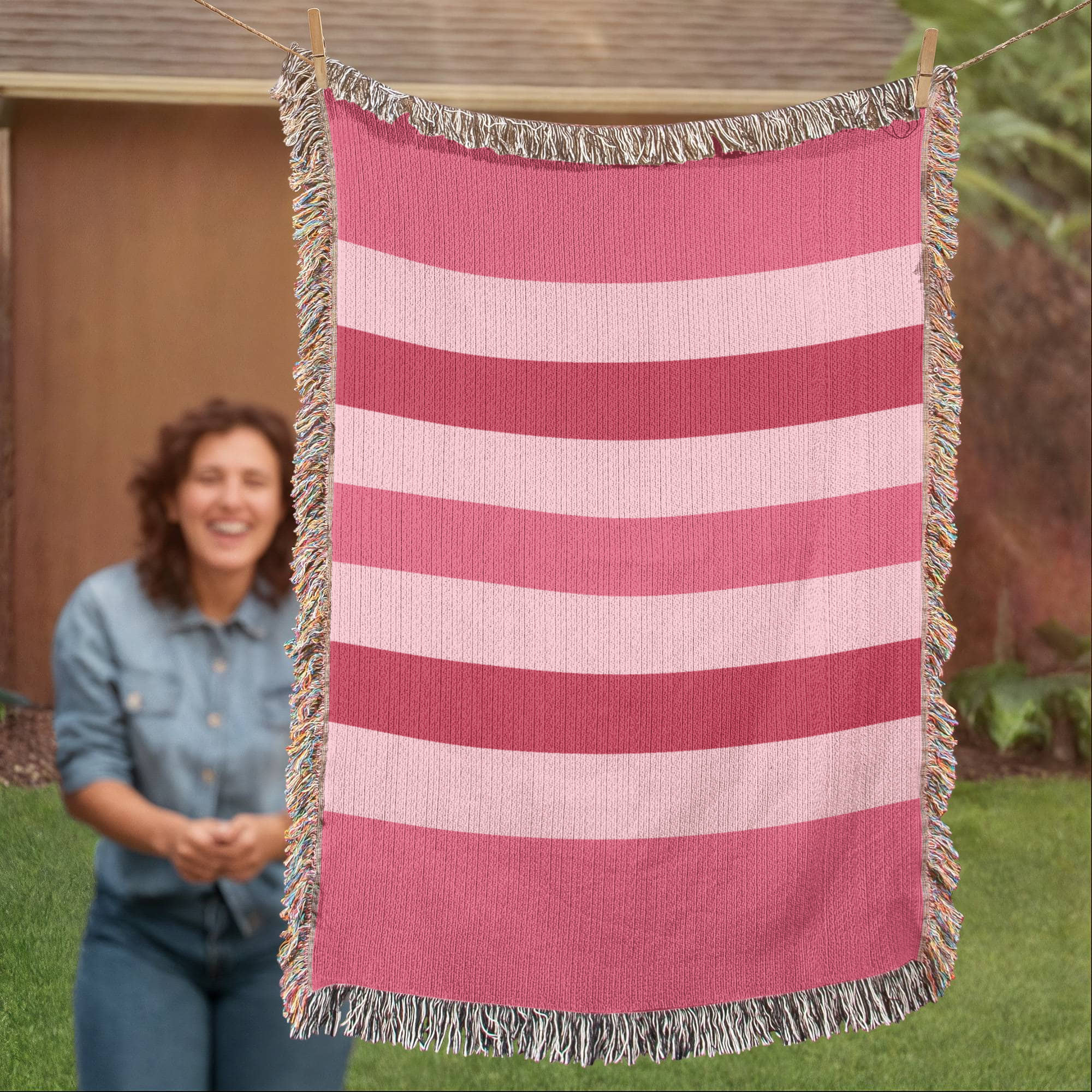 The Sweetheart Stripe Heirloom Woven Blanket