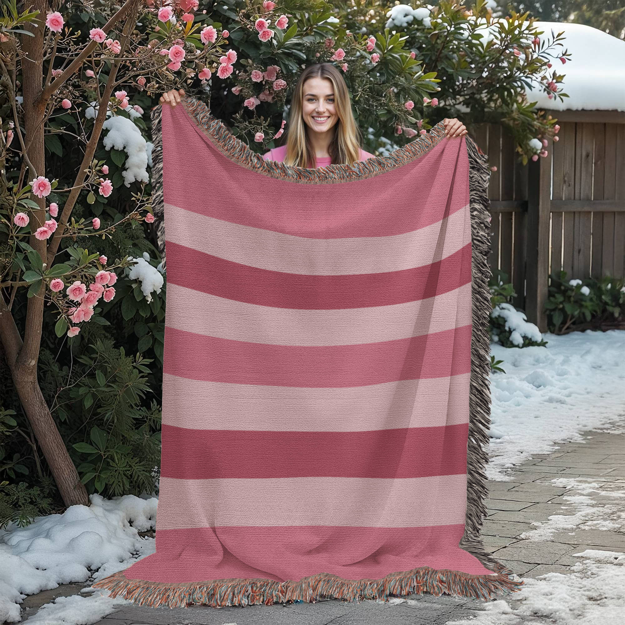 The Sweetheart Stripe Heirloom Woven Blanket